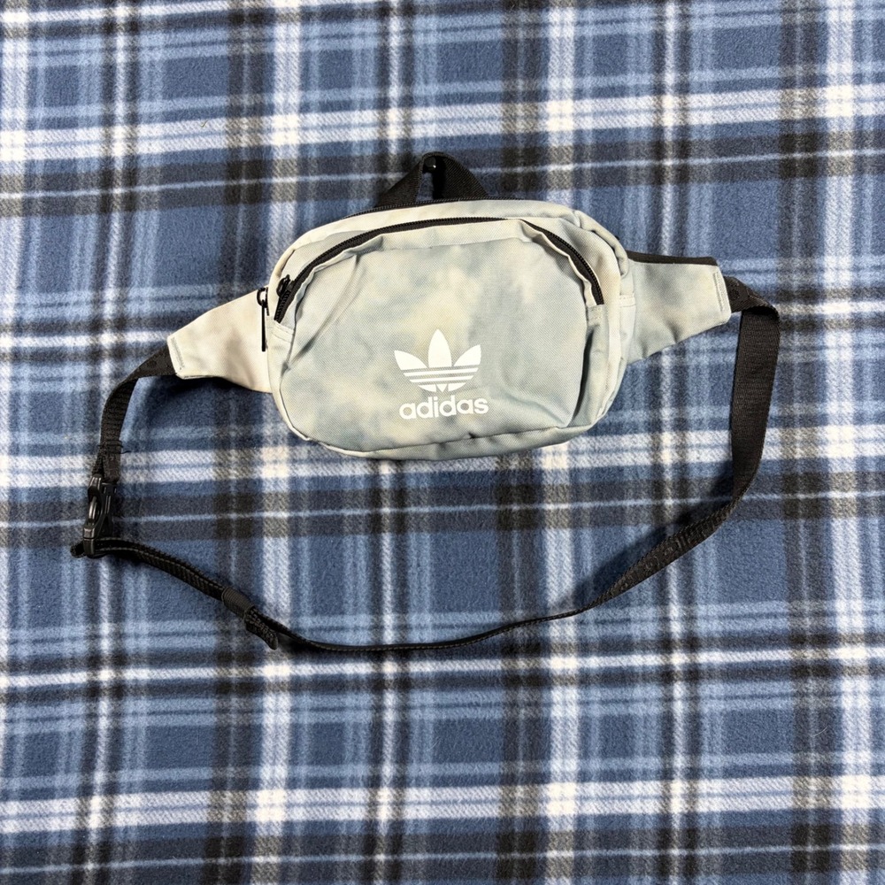 Adidas Originals Tie Dye Fanny Pack Blue White Cloud Wash Waist Bag Trefoil